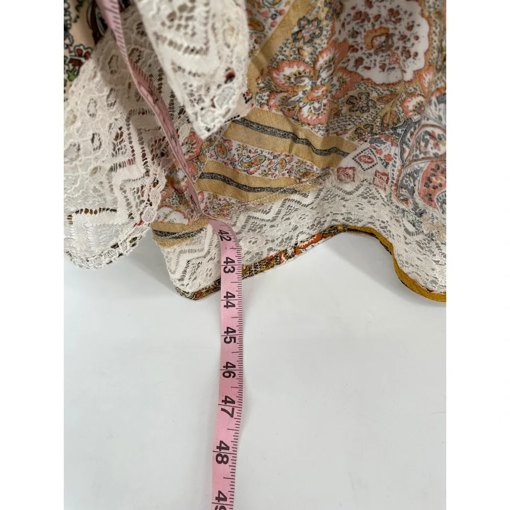 Cottagecore‎ Kimono Women XL Festival Patchwork Lace Trim Open Front